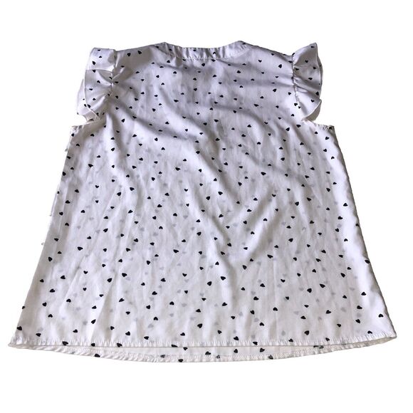 Shein Women's Heart Print Notched Neck Ruffle Sleeve Blouse White Size Medium - Picture 2 of 13